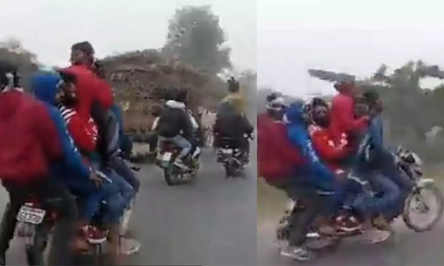 bikes performing stunts Bareilly,viral video,dangerous stunt