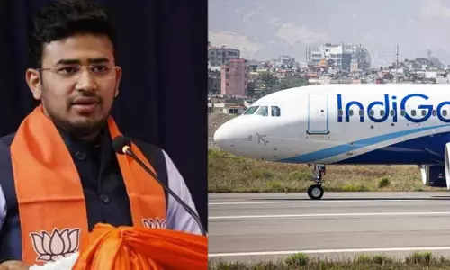 BJP MP Tejasvi Surya IndiGo flight emergency exit