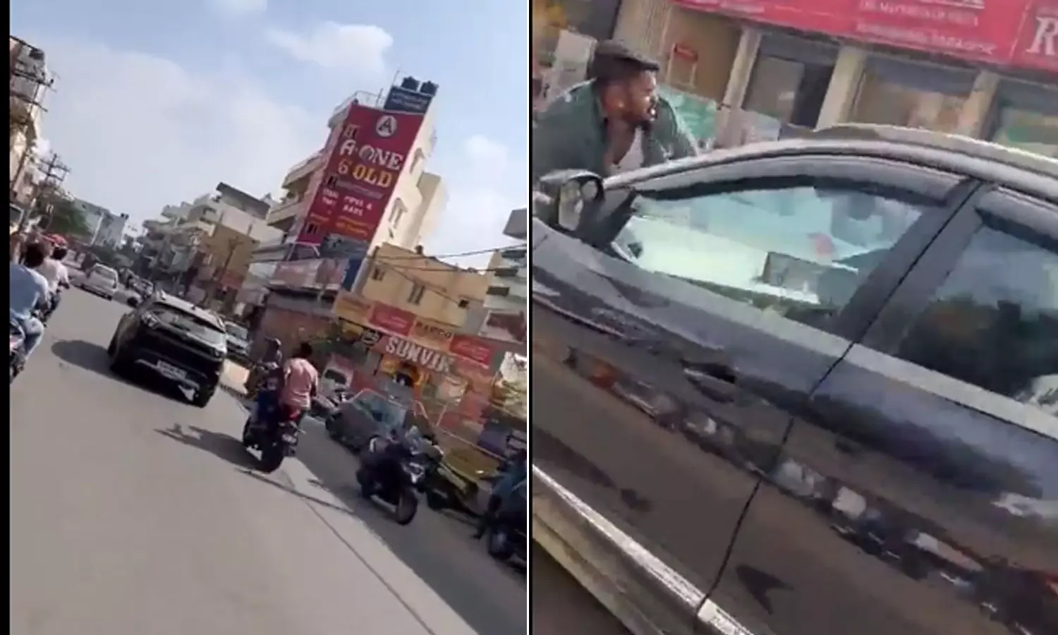 കാറിടിച്ചത് ചോദ്യം ചെയ്ത യുവാവ് ബോണറ്റിൽ; ഒരു കി.മീറ്ററോളം നിർത്താതെ വാഹനമോടിച്ച് യുവതി- വീഡിയോ