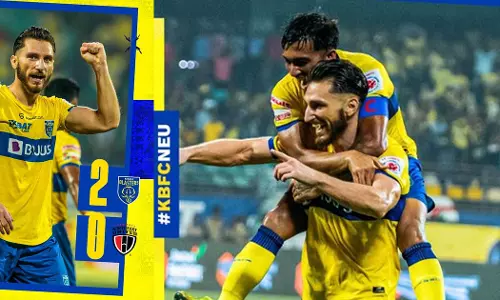 ഡബ്ൾ ഡയമന്റക്കോസ് നോർത്ത് ഈസ്റ്റിനെതിരെ രണ്ടുഗോൾ വിജയം; ബ്ലാസ്റ്റേഴ്സ് മൂന്നാമത്