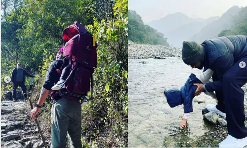 Kohli climbing, baby Vamika, mountain, baby, Vamika