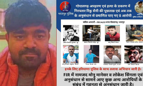 Rajasthan Police,haryana murder,haryana,bhiwani murder case,bhiwani double murder,haryana murder case,junaid nasir murder case,murder,haryana police,haryana news,bharatpur kidnapping murder case
