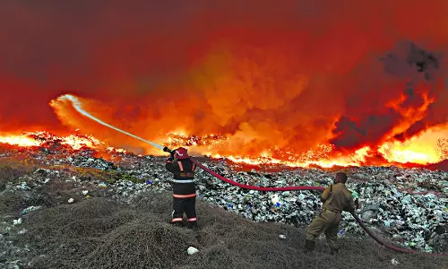 Fire at Kochis Brahmapuram waste