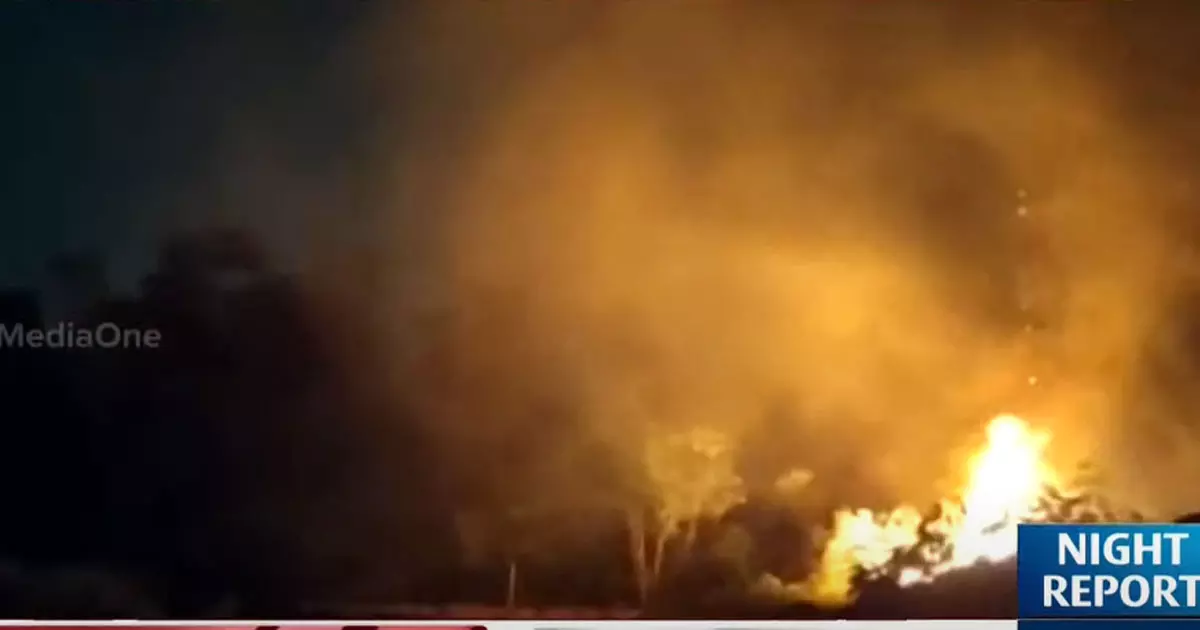 A fire broke out in a one-acre land and a paint shop in Thiruvananthapuram A fire broke out in a one-acre land and a paint shop in Thiruvananthapuram