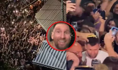 fansmobMessiinrestaurant, Messifamilyatrestaurant, crowdstomeetMessiatrestaurant