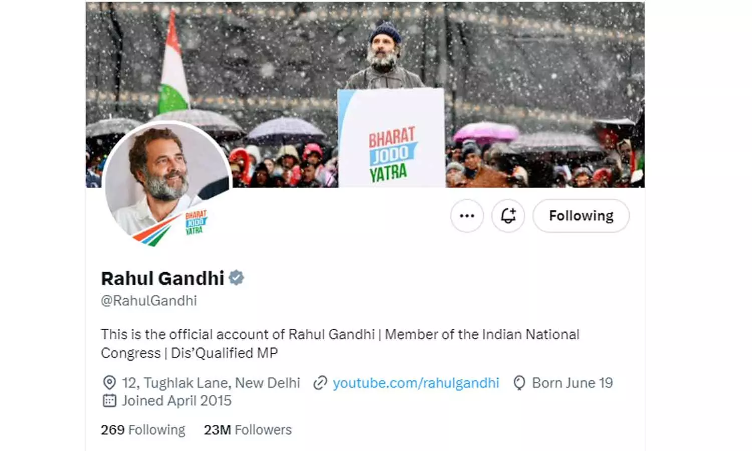 അയോഗ്യനാക്കപ്പെട്ട എം.പി; ട്വിറ്റർ ബയോ തിരുത്തി രാഹുൽ ഗാന്ധി അയോഗ്യനാക്കപ്പെട്ട എം.പി; ട്വിറ്റർ ബയോ തിരുത്തി രാഹുൽ ഗാന്ധി