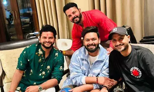 Suresh Raina, Harbhajan Singh, S Sreesanth , Rishabh Pant Suresh Raina, Harbhajan Singh, S Sreesanth , Rishabh Pant