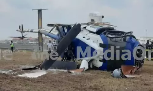 The crashed helicopter at Kochi International Airport was shifted to the yard