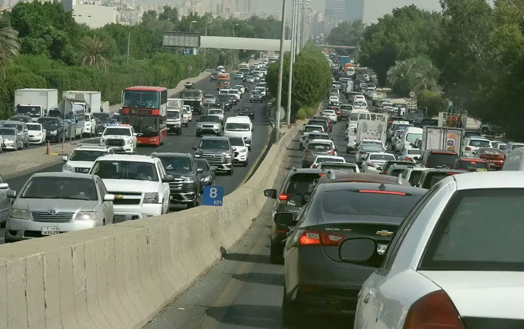 Huge traffic jam in Kuwait