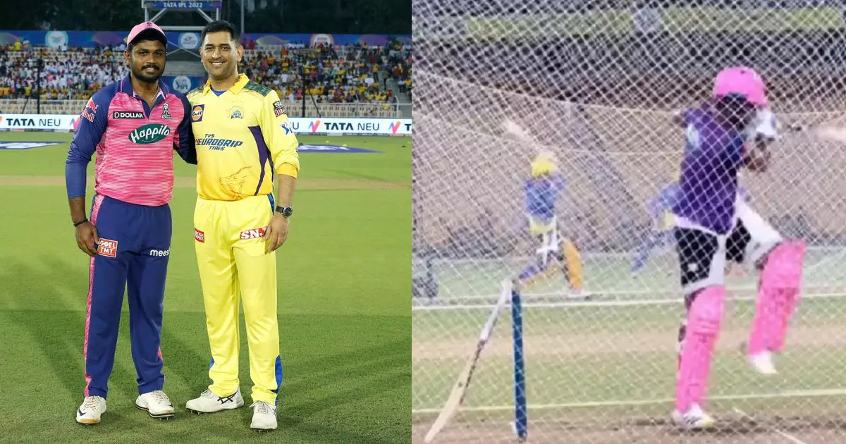 Sanju Samson bats parallel to Dhoni in nets, video goes viral Sanju Samson bats parallel to Dhoni in nets, video goes viral