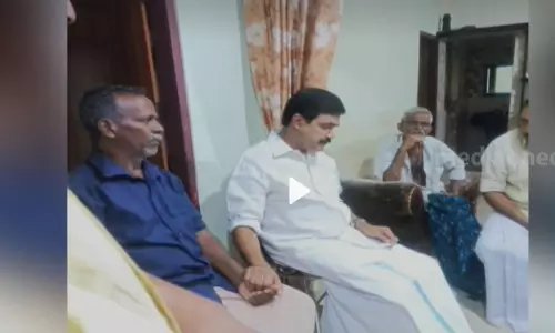 Kerala Congress(M) leader Jose K Mani visited the home of the youth who died after being hit by his sons vehicle.