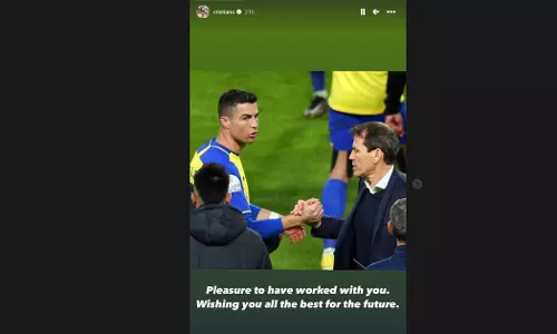 Cristiano Ronaldo, congratulates Rudy Garcia, who was fired from the position of coach of Alnassr FC.