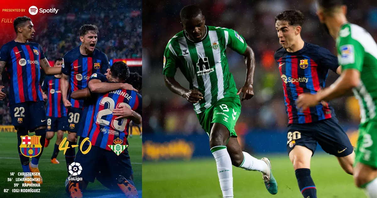 A huge win for Barcelona against Real Betis 4-0 In La Liga A huge win for Barcelona against Real Betis 4-0 In La Liga