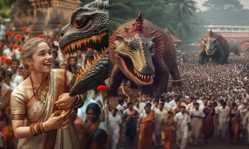 AI, Thrissur Pooram, Midjourney, തൃശ്ശൂര്‍ പൂരം, പൂരം, മിഡ് ജേണി, എഐ