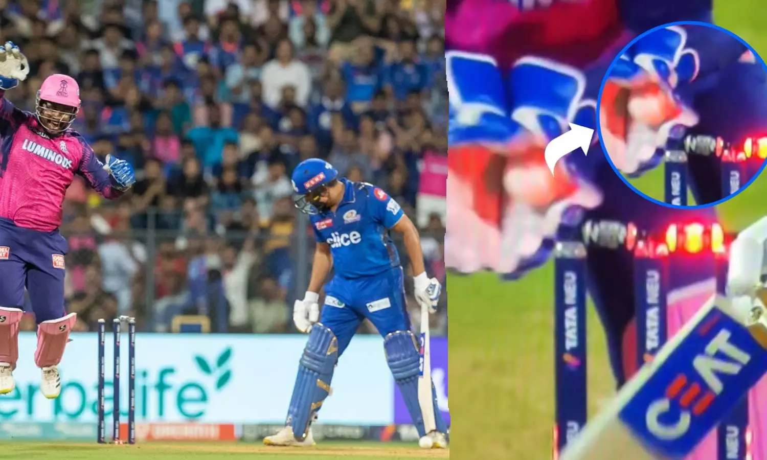 Rohit Sharma wicket controversy, Sanju Samson dislodge the bail, RR vs MI, IPL 2023 controversies
