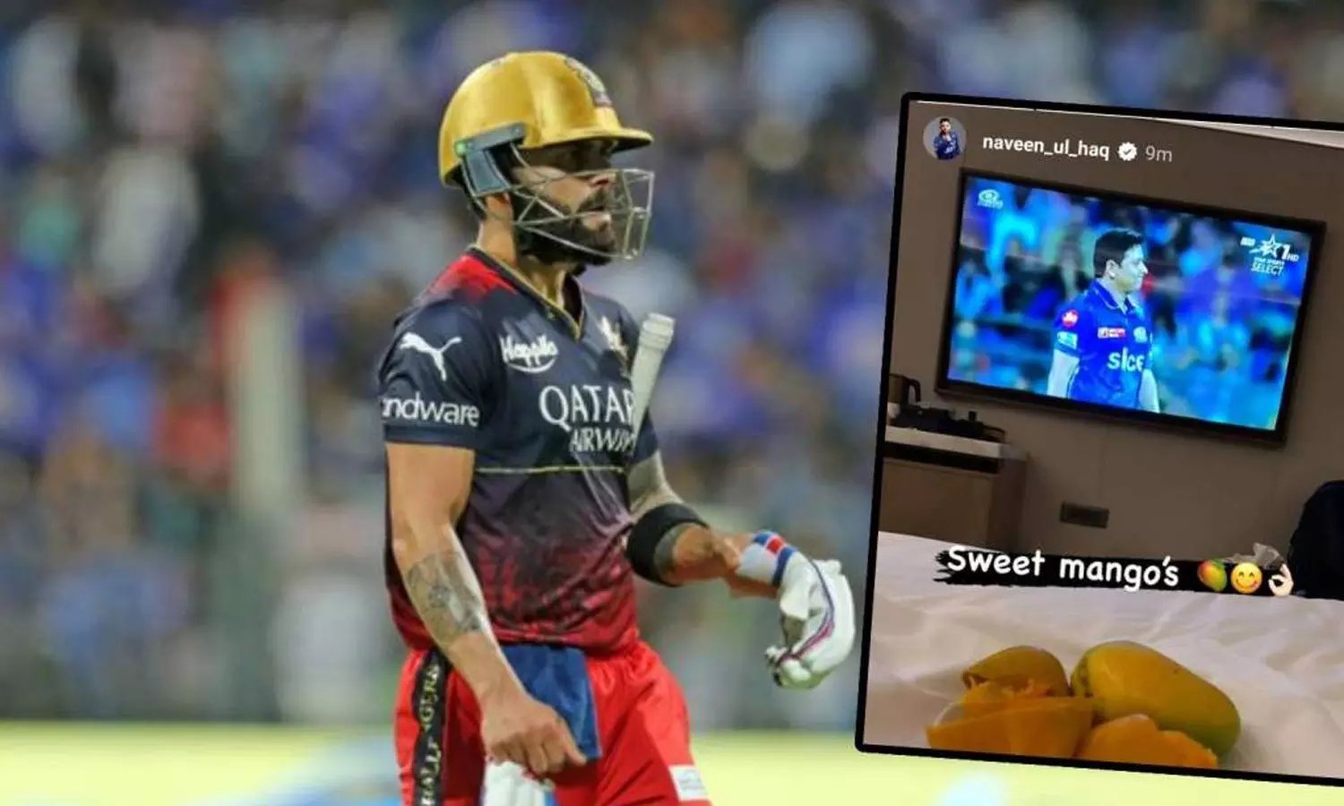 സ്വീറ്റ് മാങ്കോസ്; കോഹ്ലിയുടെ വിക്കറ്റ് വീണയുടന് നവീനുൽ ഹഖിന്റെ സ്റ്റോറി സ്വീറ്റ് മാങ്കോസ്; കോഹ്ലിയുടെ വിക്കറ്റ് വീണയുടന് നവീനുൽ ഹഖിന്റെ സ്റ്റോറി