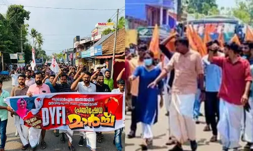 അസ്മിയയുടെ മരണം; സ്ഥാപനത്തിലേക്ക് ഡി.വൈ.എഫ്.ഐ, എ.ബി.വി.പി മാർച്ച്