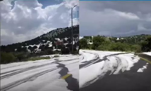 Snowfall continues in Asir province Saudi, Traffic is blocked