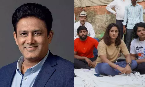 Anil Kumble, Wrestlers Protest Anil Kumble, Wrestlers Protest