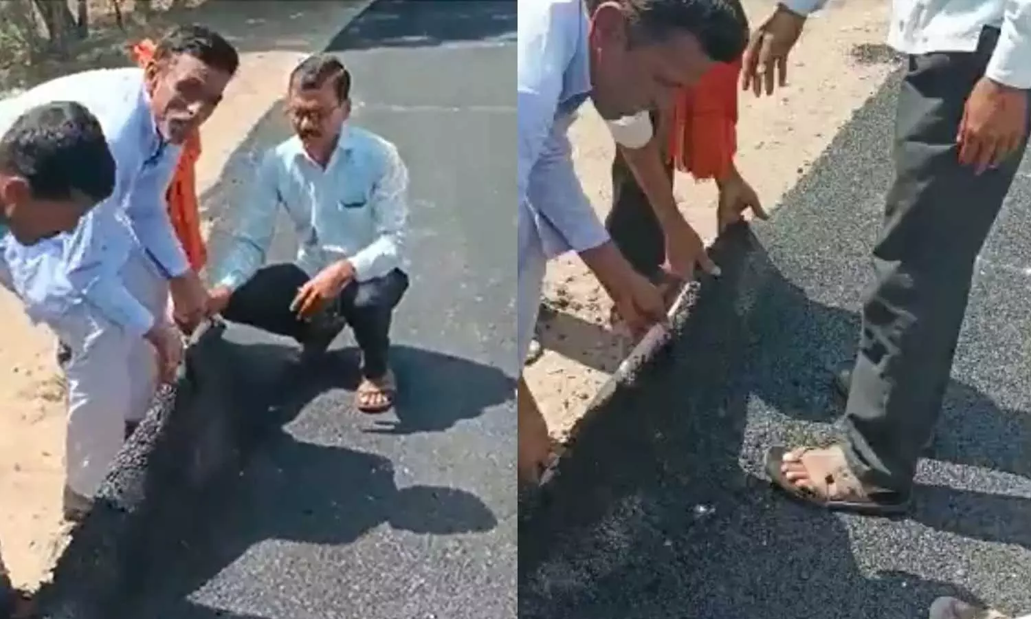 Video Shows Maharashtra Villagers Lifting Newly-Made Road With Bare Hands Video Shows Maharashtra Villagers Lifting Newly-Made Road With Bare Hands