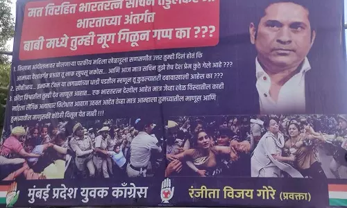 protest against Sachin Tendulkar in wrestlers’ protest, posters outside Sachin Tendulkar, Brij Bhushan Sharan Singh, wrestlers’ protest, Brij Bhushan Singh sexual harassment case
