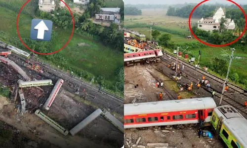 അപകടം നടന്ന ട്രാക്കിന് സമീപം മുസ്‍ലിം പള്ളിയും കോളനിയും; ഫോട്ടോ മോർഫ് ചെയ്ത് വിദ്വേഷ പ്രചാരണം