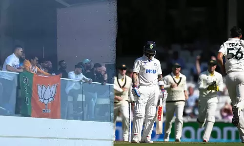 BJP flag at The Oval, India vs Australia 2023 WTC final, 2023 World Test Championship, IND vs AUS, Kennington Oval