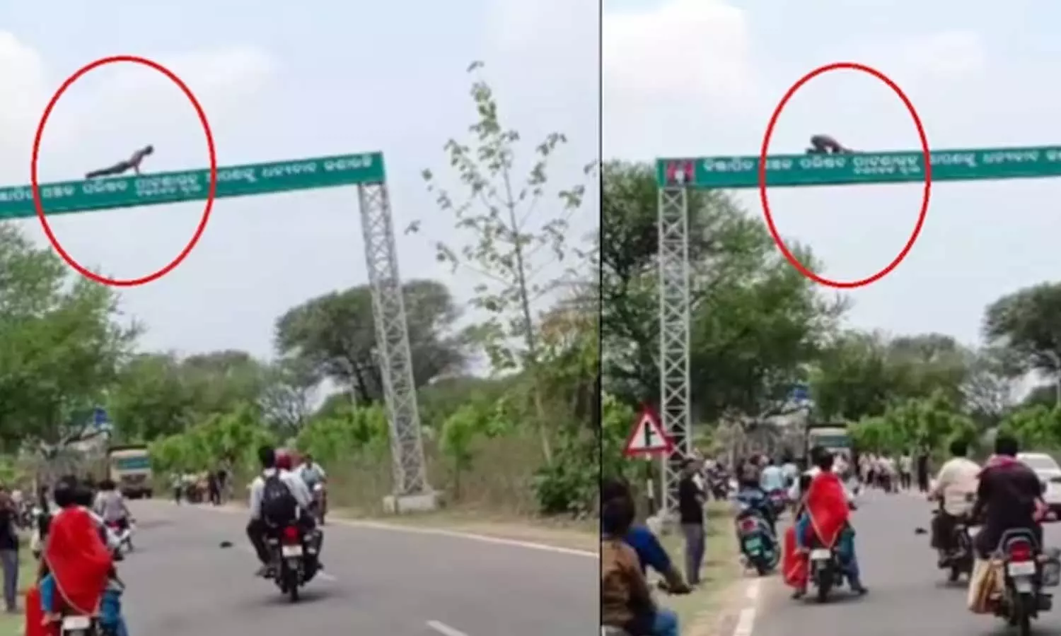 Drunk man does push-ups on high signboard in viral video,viral news today,viral video,social media viral video,മദ്യപിച്ച് ഉയരമുള്ള സൈൻബോർഡിൽ യുവാവിന്റെ പുഷ് അപ്പ്,