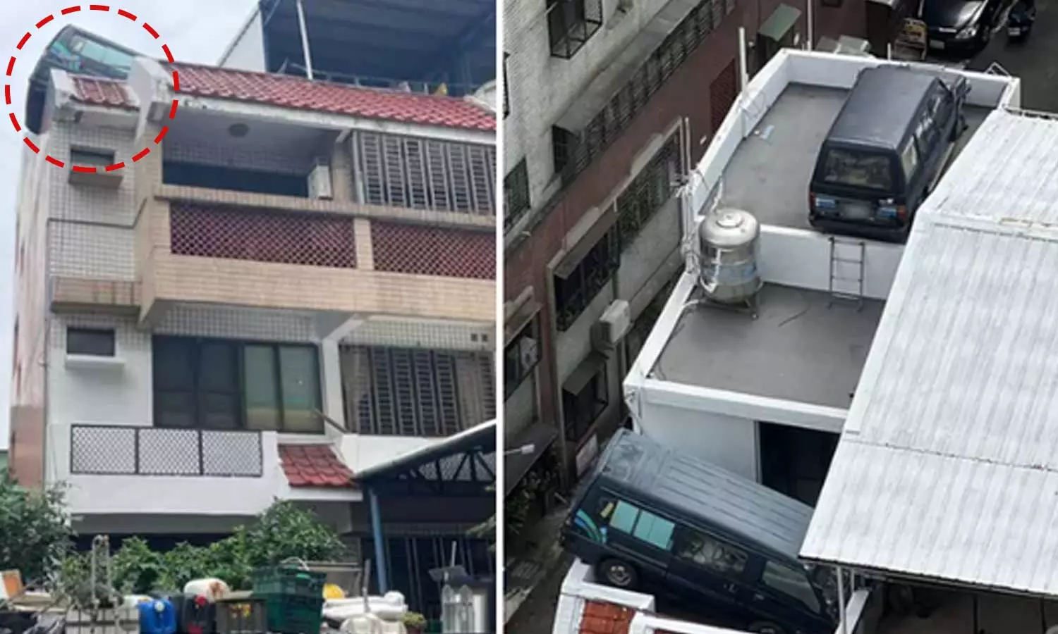 Man Parks Vans On Roof Of Apartment Building To Avoid Parking Fines Man Parks Vans On Roof Of Apartment Building To Avoid Parking Fines