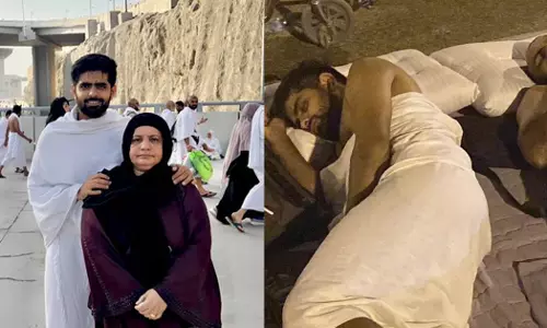 Babar Azam Sleeping in Muzdalifah during Hajj; The picture went viral
