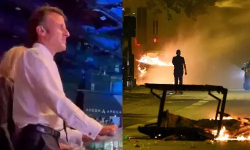 രാജ്യം കത്തുമ്പോള്‍ പ്രസിഡന്‍റിന്‍റെ വീണവായന; മാക്രോണിന് രൂക്ഷ വിമര്‍ശനം