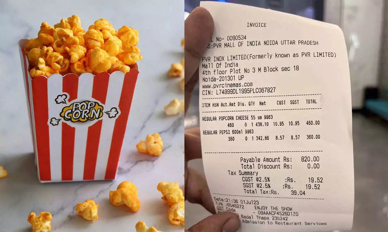 Internet Reacts To Expensive Popcorn Bill From Movie Theatre,Expensive Popcorn Bill From Movie Theatre