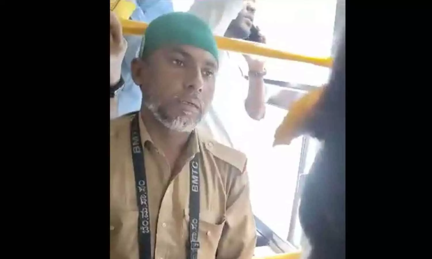 woman forces bus conductor to remove skull cap
