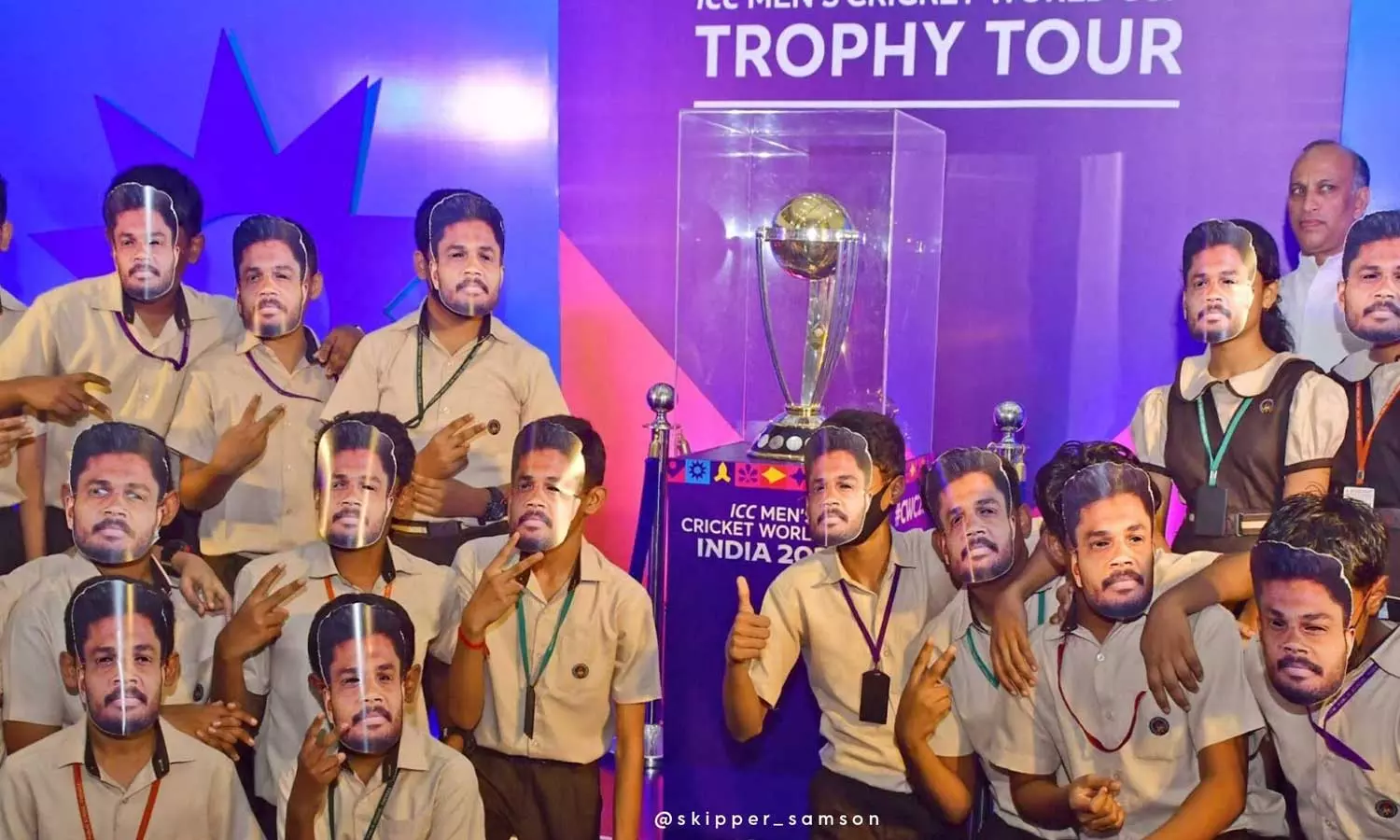 Sanju Samson mask fans, World Cup trophy tour in Kerala, Sanju Samson fans in Kerala, Dinesh Karthik about Sanju Samson fans in Kerala, Malayalam cricket news Sanju Samson mask fans, World Cup trophy tour in Kerala, Sanju Samson fans in Kerala, Dinesh Karthik about Sanju Samson fans in Kerala, Malayalam cricket news