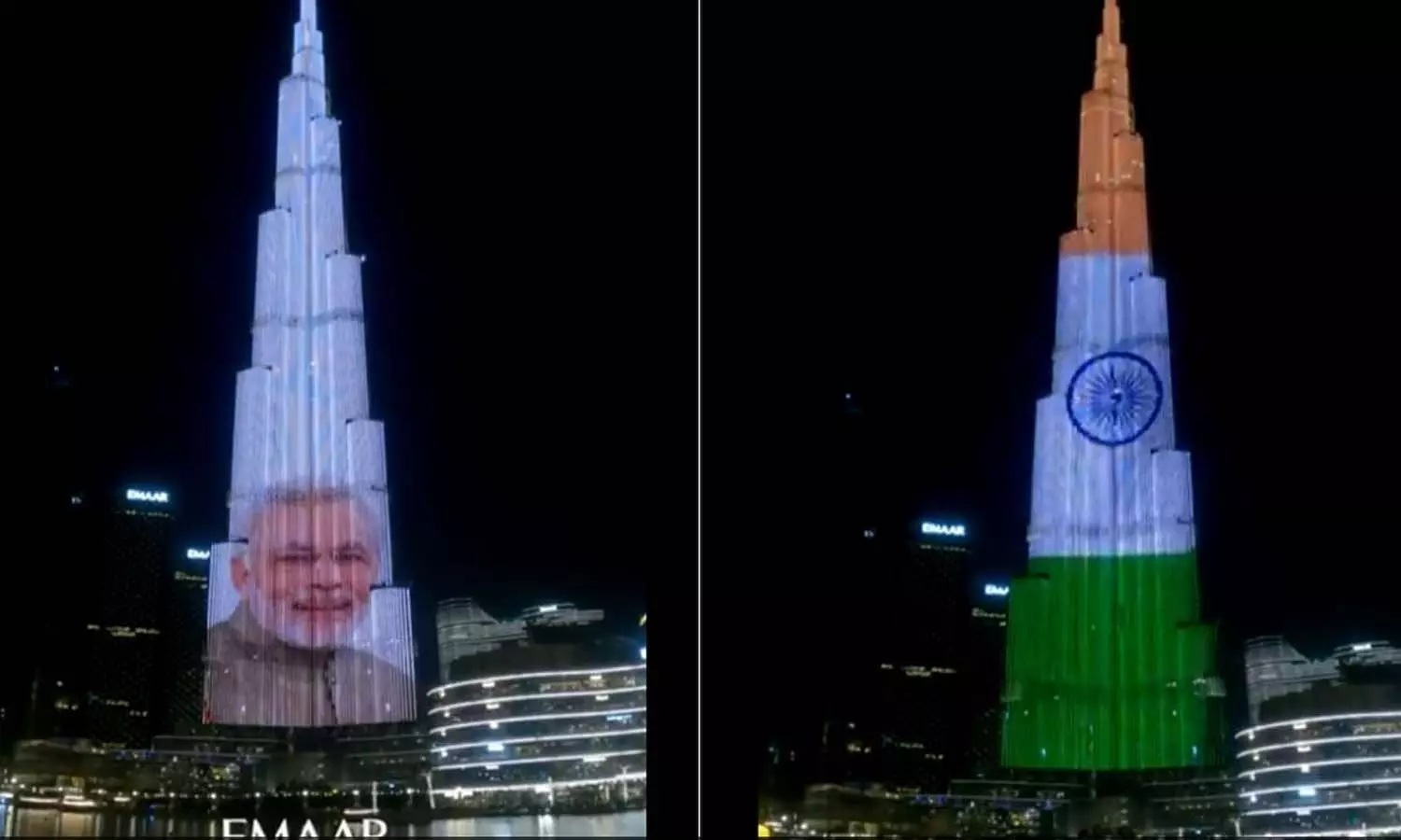 ബുർജ് ഖലീഫയിൽ മോദിയുടെ മുഖം, ഒപ്പം ത്രിവർണ പതാകയും; യുഎഇയിൽ ഉജ്വല സ്വീകരണം