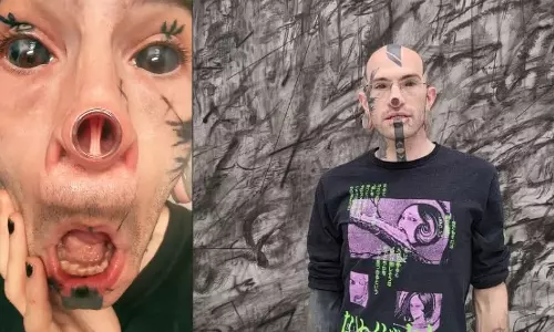 Nose cut, full body painting; Body modification and tattoo artist