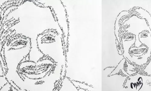 Specialist Teacher Drawing Picture of Oommen Chandy with teachers name Specialist Teacher Drawing Picture of Oommen Chandy with teachers name