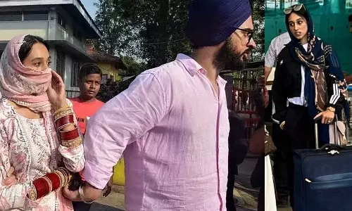 AmritpalSinghwife, KirandeepKaur, Delhiairport, AmritpalSingh, WarisPunjabDe, KirandeepKaur