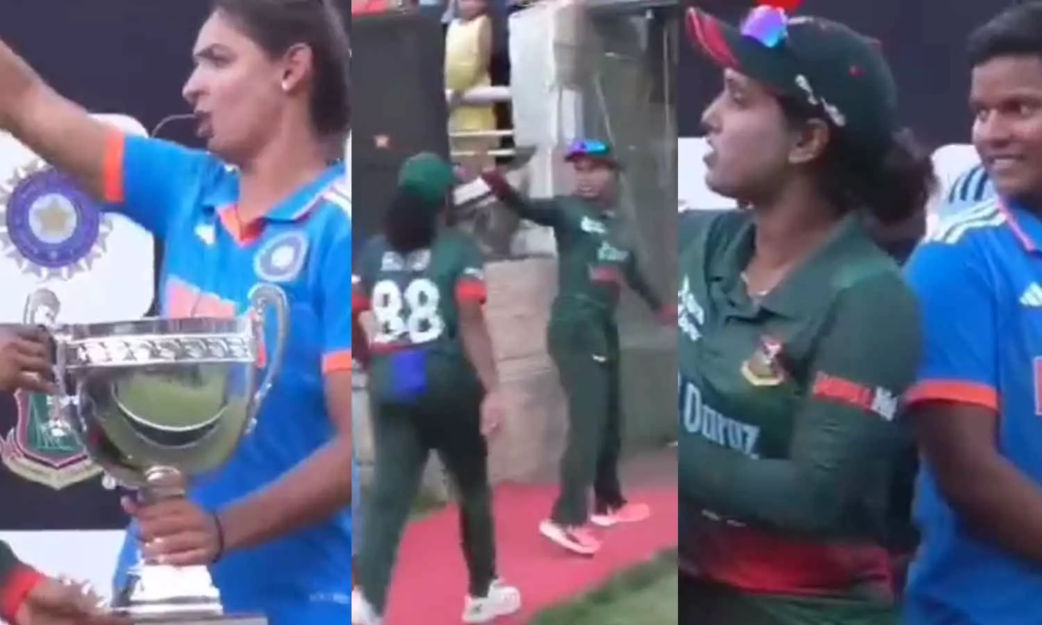 നിങ്ങൾക്ക്‌ സമനില നേടിത്തന്ന അമ്പയറെക്കൂടി വിളിക്കൂ: ഹർമൻപ്രീതിന്റെ പരിഹാസം, ഇറങ്ങിപ്പോയി ബംഗ്ലാദേശ് കളിക്കാർ