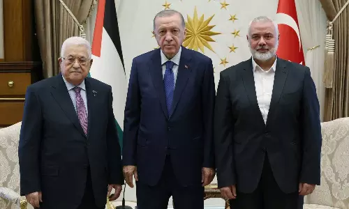 Mahmoud Abbas meets Hamas chief Ismail Haniyeh in Ankara, Mahmoud Abbas, Hamas chief Ismail Haniyeh, Turkey resident Recep Tayyip Erdoğan hosted a meeting of Palestinian President Mahmoud Abbas and Hamas political chief Ismail Haniyeh in Ankara