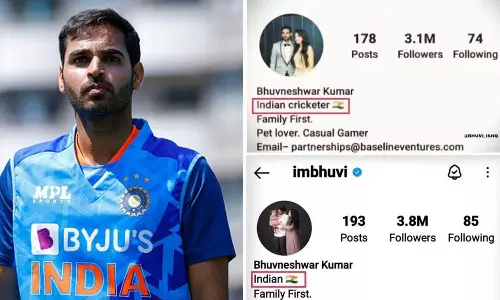 Bhuvneshwar Kumar edits and removes cricketer from Instagram bio, Bhuvneshwar Kumar edits Instagram bio, Bhuvneshwar Kumar Indian in Instagram bio, Bhuvneshwar Kumar Instagram bio controversy, Bhuvneshwar Kumar