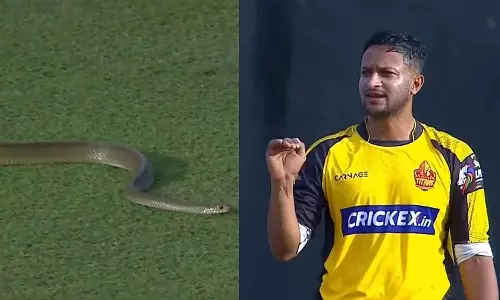 ഗ്രൗണ്ടിൽ പന്ത്രണ്ടാമനായി പാമ്പ്, കളി നിർത്തി; വീഡിയോ വൈറൽ