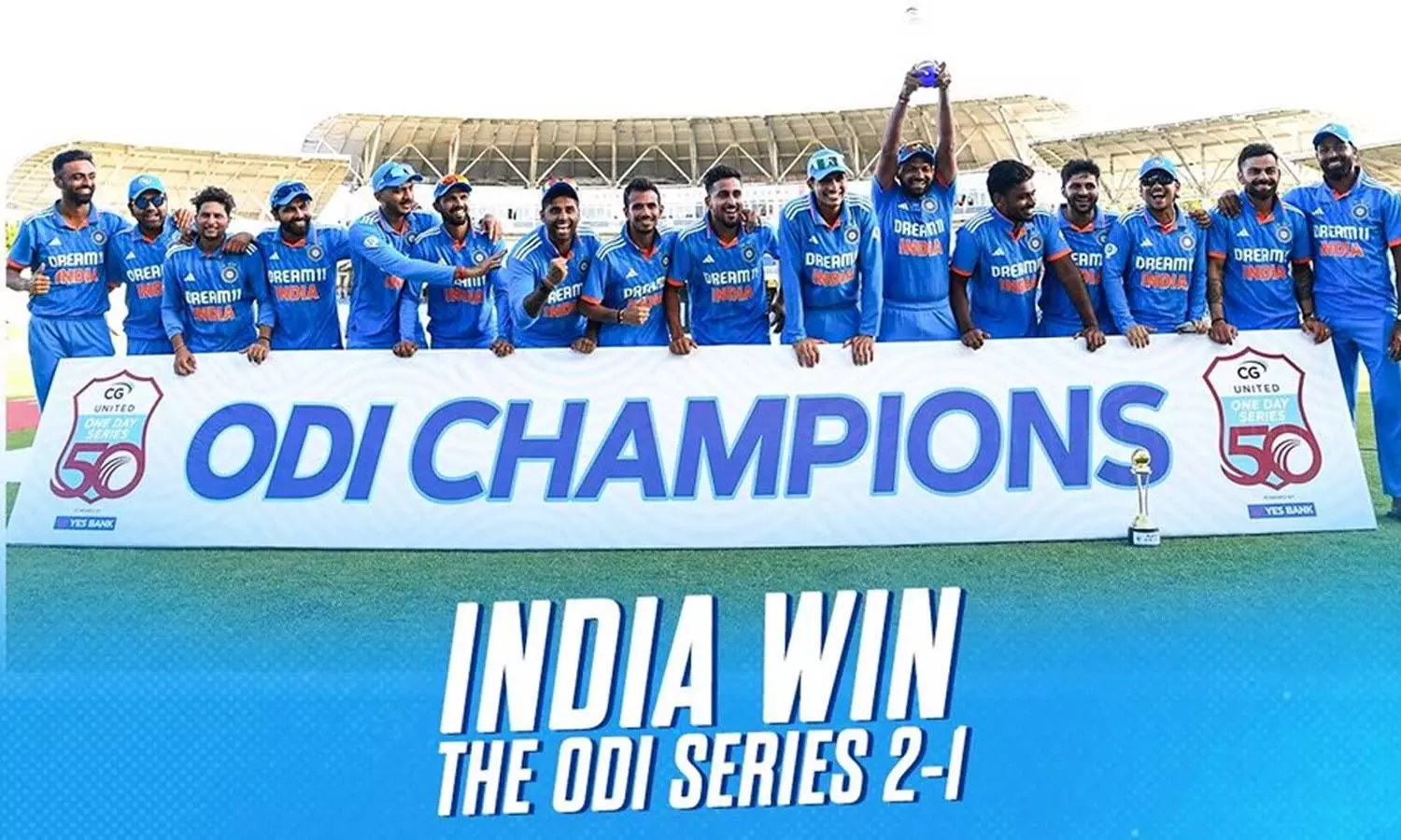 അവസാന മത്സരത്തിൽ 200 റൺസിന്റെ കൂറ്റന്‍ ജയം;  വെസ്റ്റിന്‍ഡീസിനെതിരായ ഏകദിന പരമ്പര ഇന്ത്യയ്ക്ക്