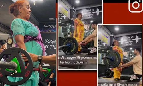 Age is just a number,Fitness Goals,At 68, this woman starts working out in gym; netizens in awe,latest national news,68-ാം വയസിൽ മകനൊപ്പം ജിമ്മിൽ വർക്ക്ഔട്ട്;