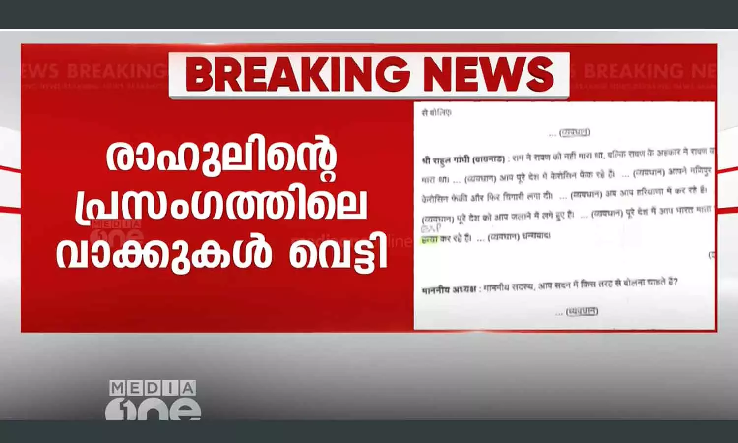 Words of Rahul Gandhis speech were cut