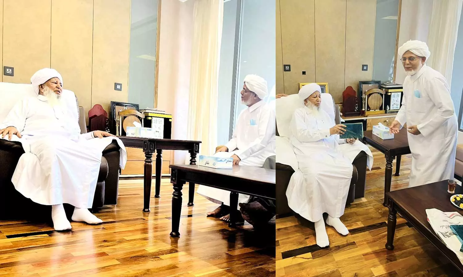 കാന്തപുരത്തെ സന്ദര്‍ശിച്ച് സമസ്ത നേതാവ് മുസ്തഫല്‍ ഫൈസി