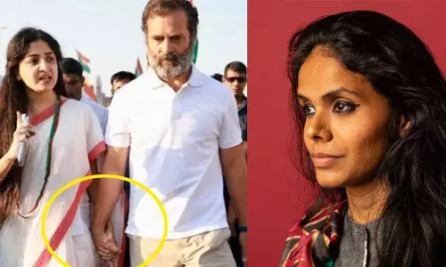 Dr. Meena Kanthaswamy supported Congress leader Rahul Gandhi in the flying kiss controversy in Parliament. Dr. Meena Kanthaswamy supported Congress leader Rahul Gandhi in the flying kiss controversy in Parliament.