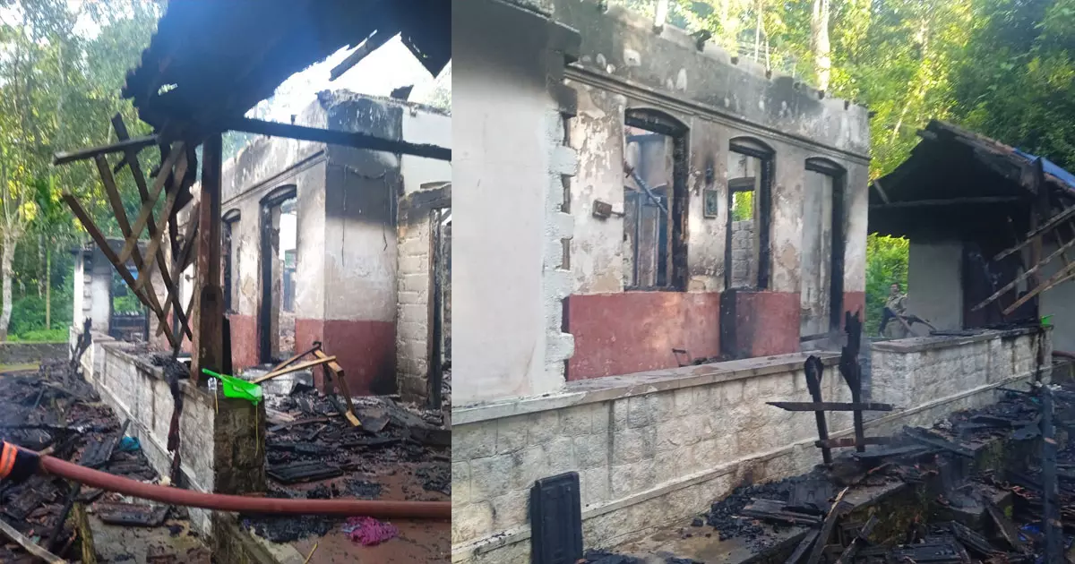 A house caught fire in Eratupetta, Kottayam