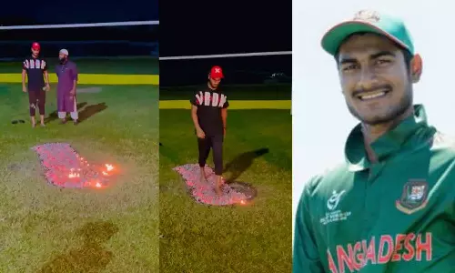 ഏഷ്യാകപ്പ് ക്രിക്കറ്റ്: തീയിലൂടെ നടന്ന് ബംഗ്ലാദേശ് കളിക്കാരന്റെ ഒരുക്കം, വീഡിയോ ചർച്ചയാകുന്നു