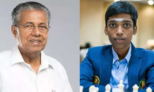 pinarayi vijayan and R. Praggnanandhaa pinarayi vijayan and R. Praggnanandhaa